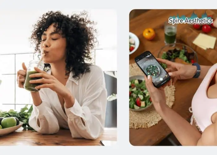 Image of woman looking into her diet and fat freezing Somerset to improve her health
